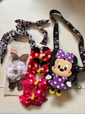 Purple Polka Dot Kids Crossbody Bag with Hair Accessories